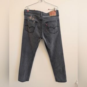 Levi’s 502 Taper Jeans Black Wash | Embroidered Pocket | W34 L32 Unisex